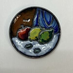 cases spain art pottery decorative plate fruit vintage mid century modern